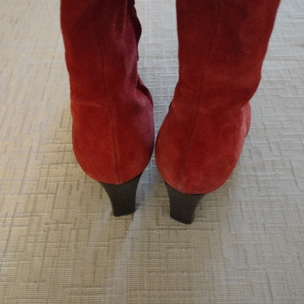 Vicini Women's Tall Red Suede Leather Boots Sz 38 US 7.5 - Picture 4 of 12
